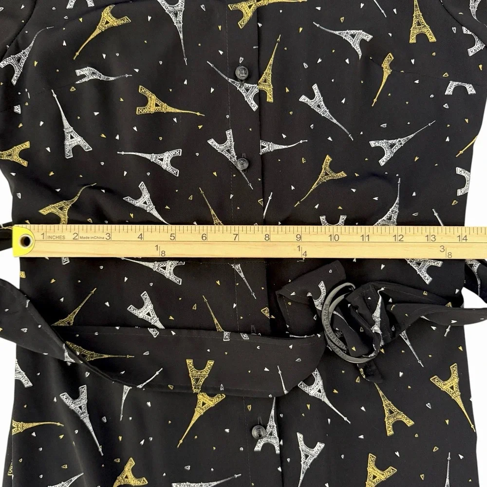 Karl Lagerfeld Paris Eiffel Tower Black Dress 4 • Handkerchief Hem Parisian Chic